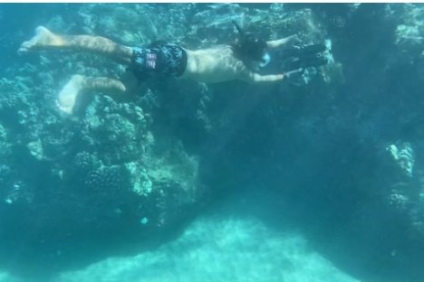 a person swimming in the water